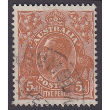 Australian    King George V    5d Brown   C of A WMK   Plate Variety 3R27
